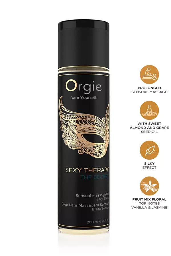 Huile de massage "Sexy Therapy The Secret" - Orgie - Sexshop Tentations Huile de massage "Sexy Therapy The Secret" - Orgie - Sexshop Tentations