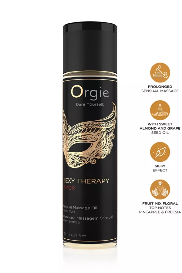Huile de massage "Sexy Therapy Amor" 200ml - Orgie - Sexshop Tentations Huile de massage "Sexy Therapy Amor" 200ml - Orgie - Sexshop Tentations