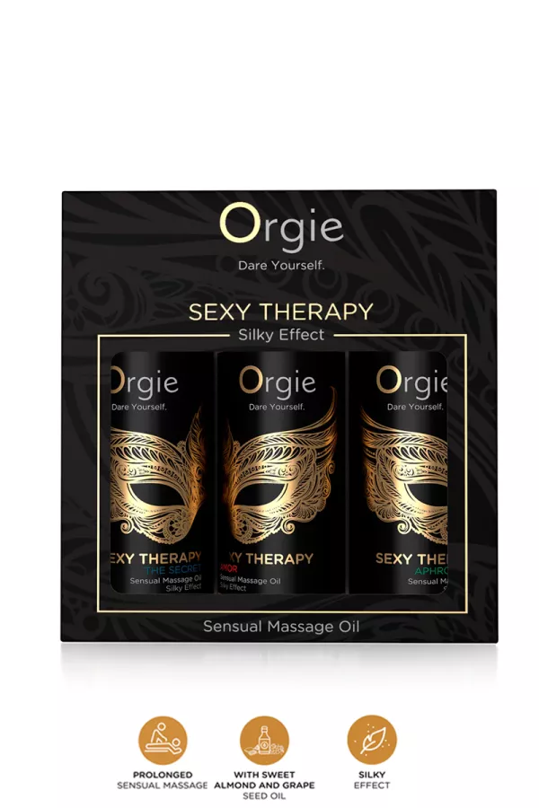 Coffret 3 huiles de massage "Sexy Therapy" - Orgie - Sexshop Tentations Coffret 3 huiles de massage "Sexy Therapy" - Orgie - Sexshop Tentations