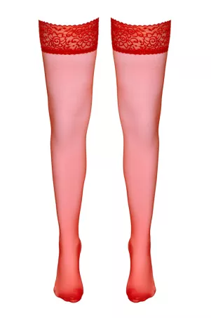 Bas autofixants rouge - Cotelli Legwear