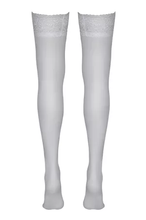 Bas autofixants blanc - Cotelli Legwear