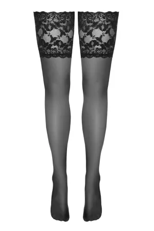 Black wide lace hold ups