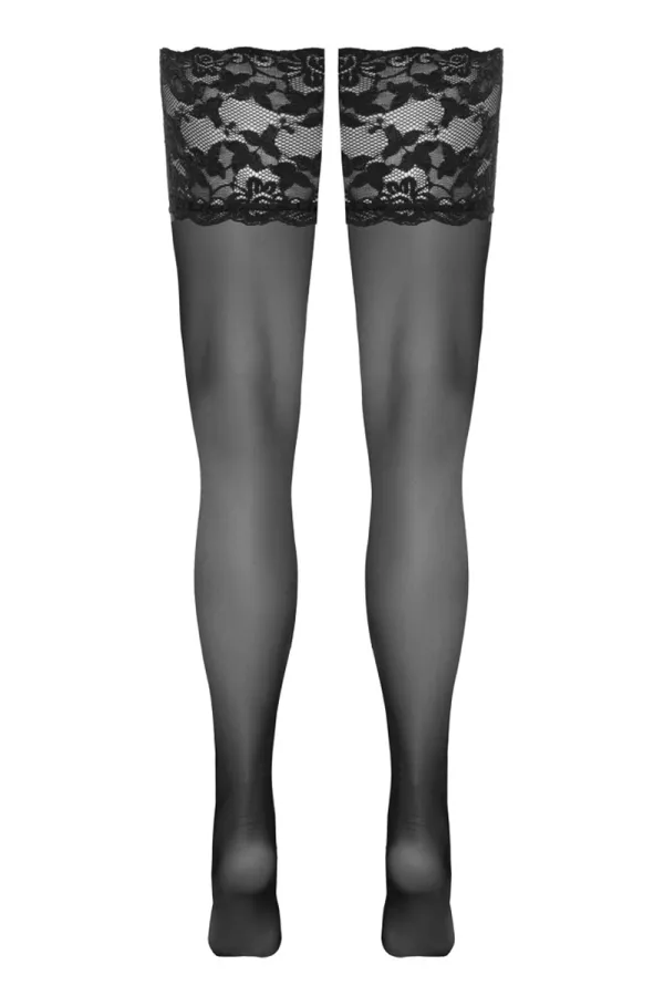 Black wide lace hold ups