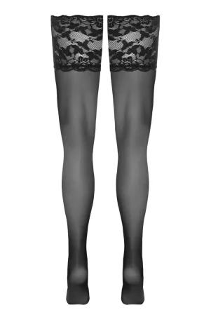Black wide lace hold ups