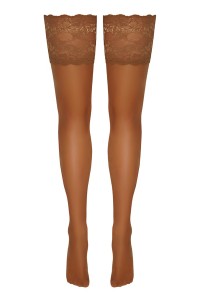 Large self-fixing stockings beige lace