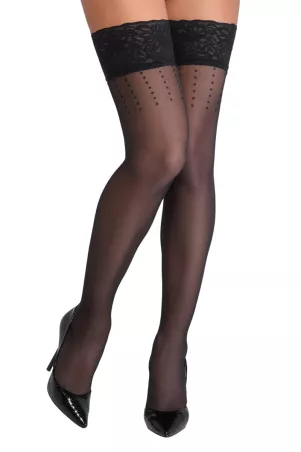 Hold up 2 black Self-fixing stockings