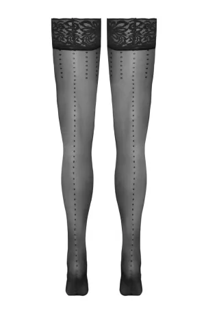 Hold up 2 black Self-fixing stockings