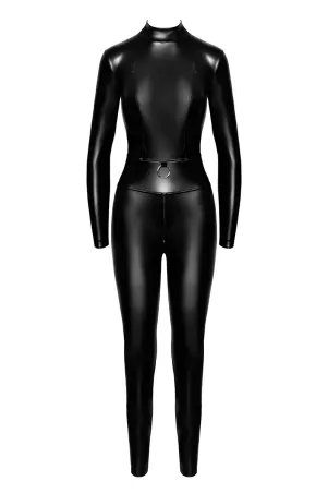 Combinaison intégrale Caged avec anneaux F319 wetlook