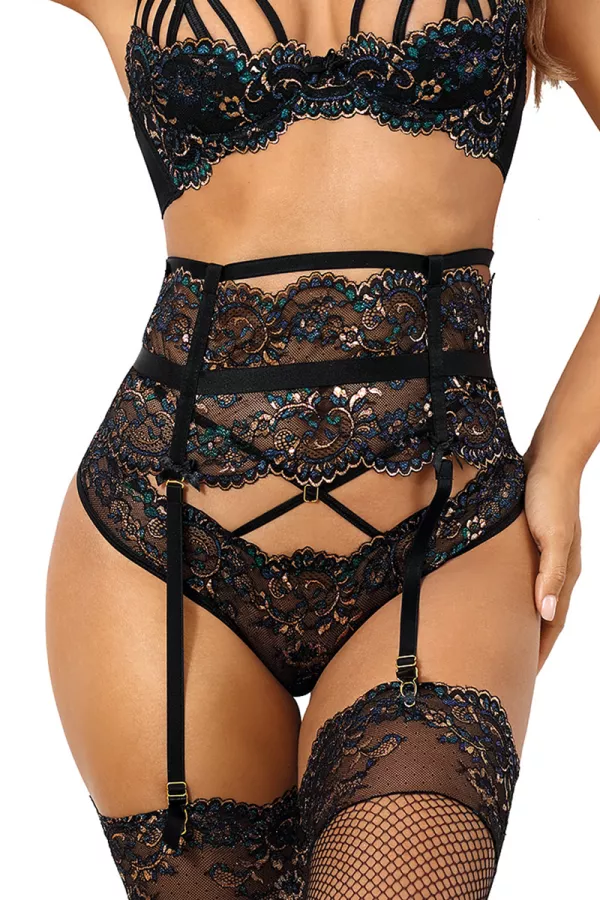 Porte-jarretelles dentelle Noir V-10362 - Axami Porte-jarretelles dentelle Noir V-10362 - Axami