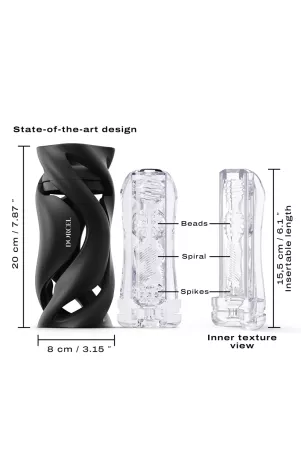 Dorcel Deep Blow – Black case, clear textured sleeve