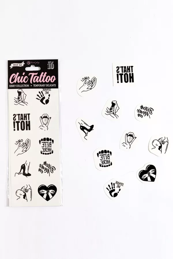 10 tatouages temporaires Kinky Collection - Secret Play 10 tatouages temporaires Kinky Collection - Secret Play