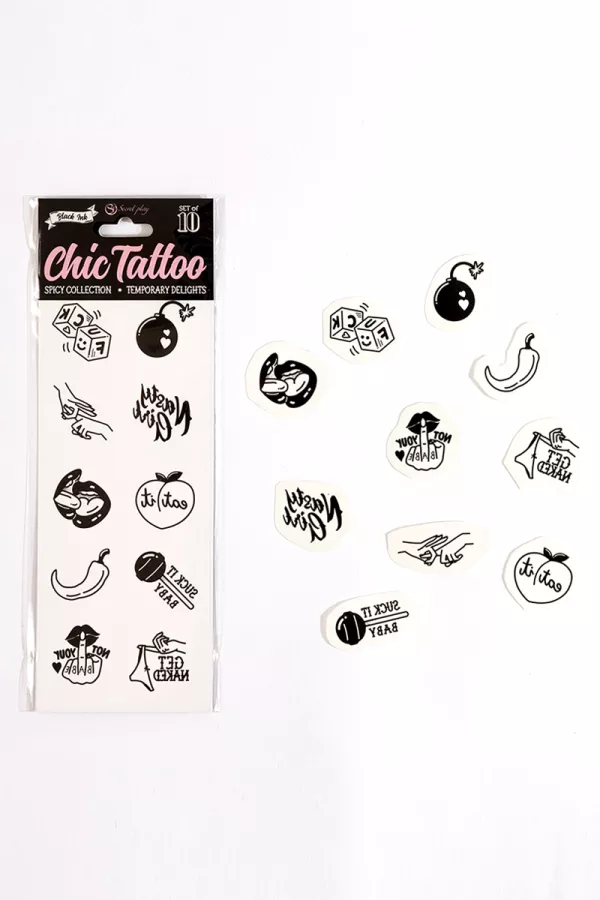 10 tatouages temporaires Spicy Collection - Secret Play 10 tatouages temporaires Spicy Collection - Secret Play