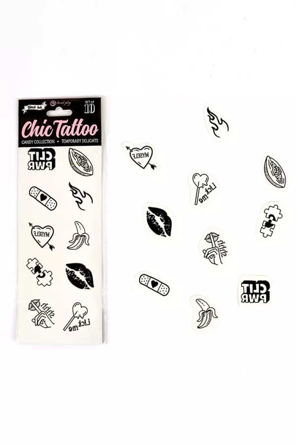 10 tatouages temporaires Candy Collection - Secret Play 10 tatouages temporaires Candy Collection - Secret Play