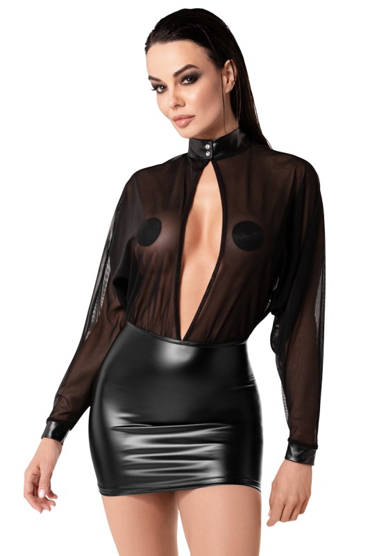 Mini abito wetlook tulle Opium F348 - Noir Handmade | Tentations