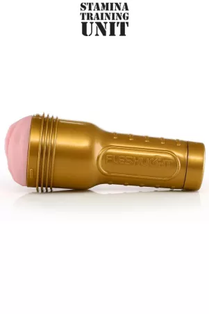 Fleshlight STU – gros plan sur le boîtier doré
