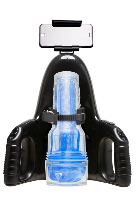 Universal Launch avec smartphone et masturbateur Fleshlight inséré