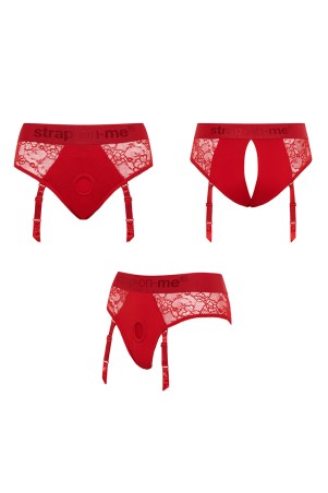 Diva Dessous Geschirr (rot) - Strap On Me