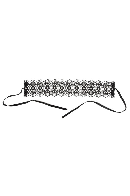 Schwarzes Halsband mit Perlen – Cotelli Accessories | Tentations.ch