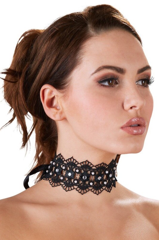 Schwarzes Halsband mit Perlen – Cotelli Accessories | Tentations.ch