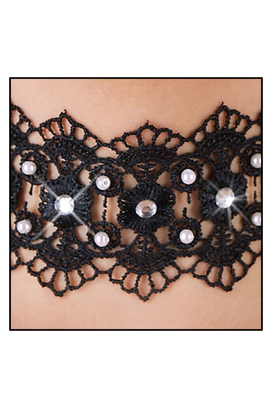 Schwarzes Halsband mit Perlen – Cotelli Accessories | Tentations.ch