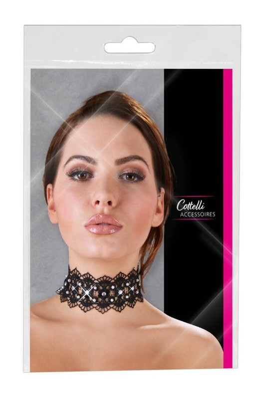 Collare ricamato nero con perle – Cotelli Accessories | Tentations.ch