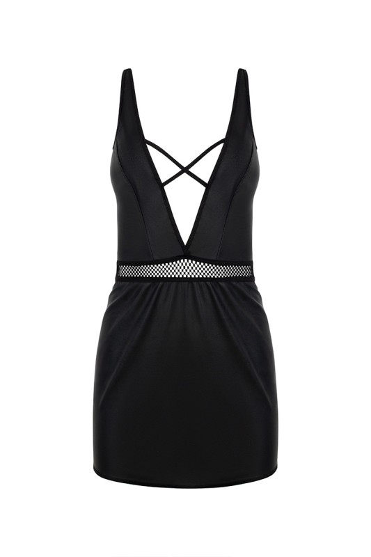 Robe Kristeen noire à plat, décolleté croisé