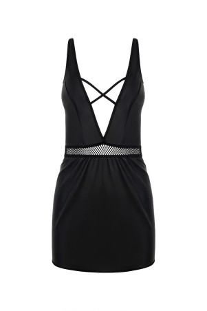 Robe Kristeen noire à plat, décolleté croisé