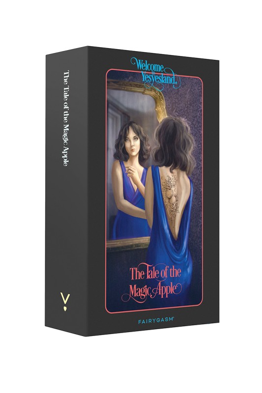 Fairytale packaging of the Fairygasm Applust vibrator in blue