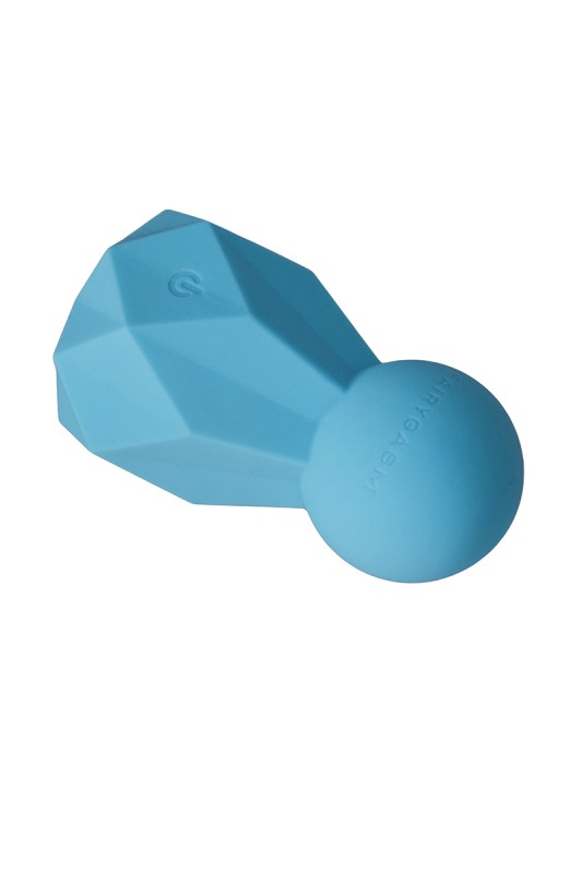 Vibromasseur BlissKey bleu Fairygasm sous un autre angle, lignes sculptées