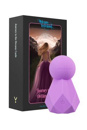 Märchenhafte Verpackung des Fairygasm BlissKey Vibrators in Violett