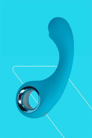 Fairygasm BraveryAward vibrator blue shown from a different angle, elegant details