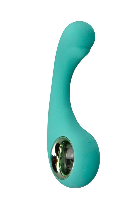 Vibratore Fairygasm BraveryAward verde, silhouette moderna e rilievi lavorati Vibratore Fairygasm BraveryAward verde, silhouette moderna e rilievi lavorati