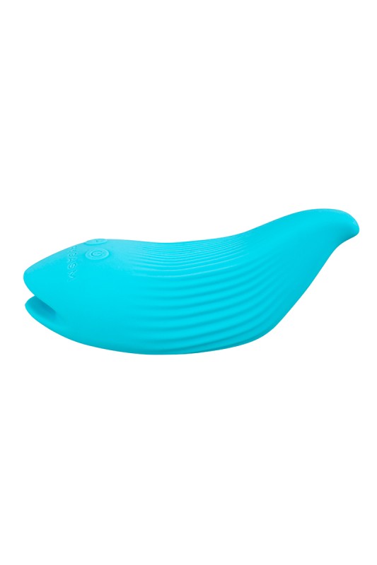 Fairygasm DelightfulWave vibrator blue shown from another angle, elegant lines