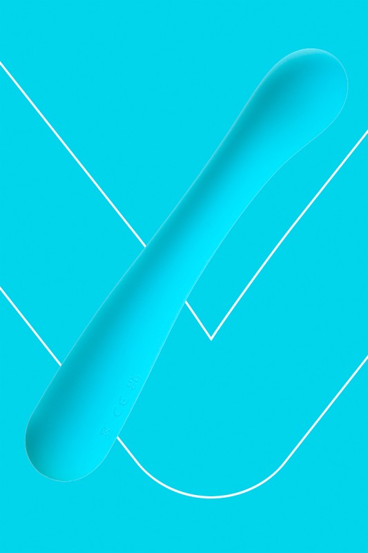 Vibromasseur FantasyEuphoria bleu Fairygasm sous autre angle, détails fins