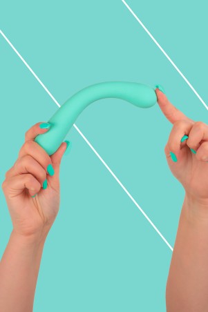 Fairygasm FantasyEuphoria vibrator green held in hand, visible texture