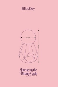 Technical diagram of the Fairygasm BlissKey vibrator in purple with measurements