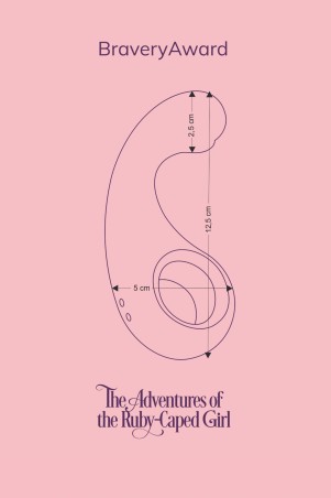 Technical drawing of Fairygasm BraveryAward vibrator blue with precise measurements