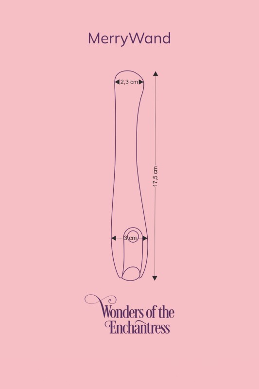 Diagram Fairygasm MerryWand G-spot vibrator purple measurements