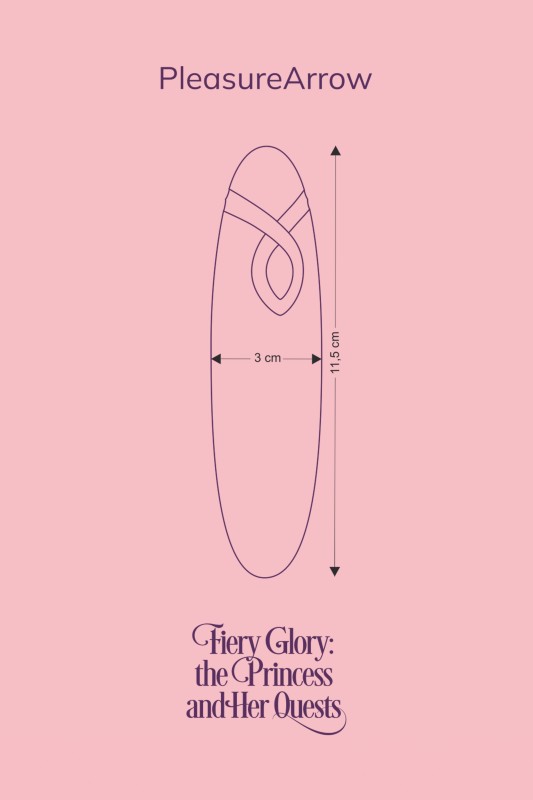 Diagram Fairygasm PleasureArrow vibrator purple measurements