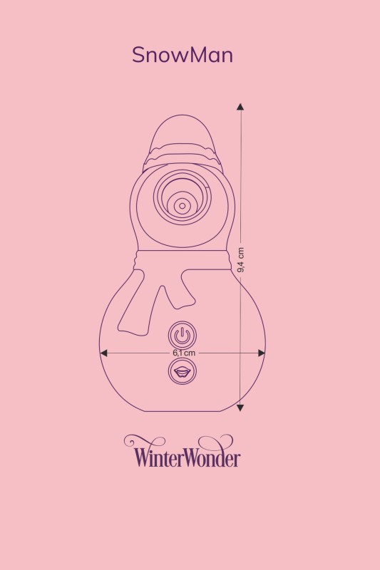 Schéma dimensions stimulateur clitoridien Fairygasm SnowMan blanc