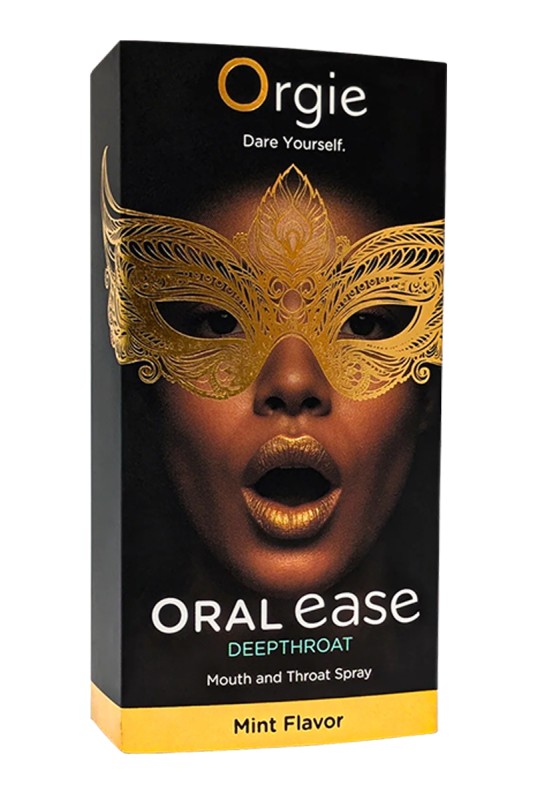 Verpackung von Oral Ease Spray – stilvolles Orgie-Design