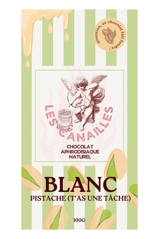 Tavoletta di cioccolato bianco al pistacchio Les Canailles – 100g afrodisiaco artigianale