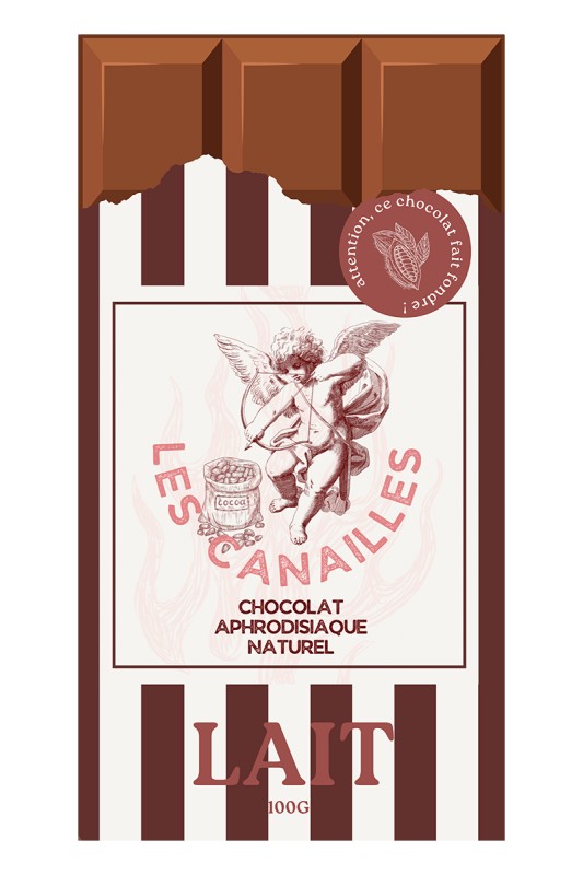 Chocolat au lait aphrodisiaque Les Canailles – tablette artisanale 100g Chocolat au lait aphrodisiaque Les Canailles – tablette artisanale 100g