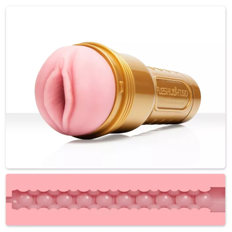 Fleshlight GO Pink Lady STU – vista laterale con guaina aperta