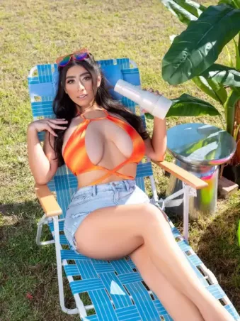 Violet Myers holding her Fleshlight