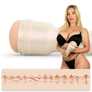 Fleshlight Savannah Bond – Product with actress and sleeve in profile