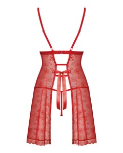 Babydoll Claussica rossa – vista posteriore su fondo bianco, fiocco di raso
