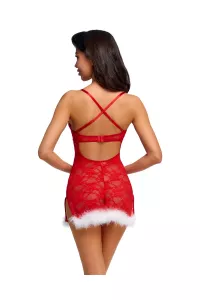 Rückansicht des roten Negligés Cottelli LINGERIE mit gekreuzten, verstellbaren Trägern