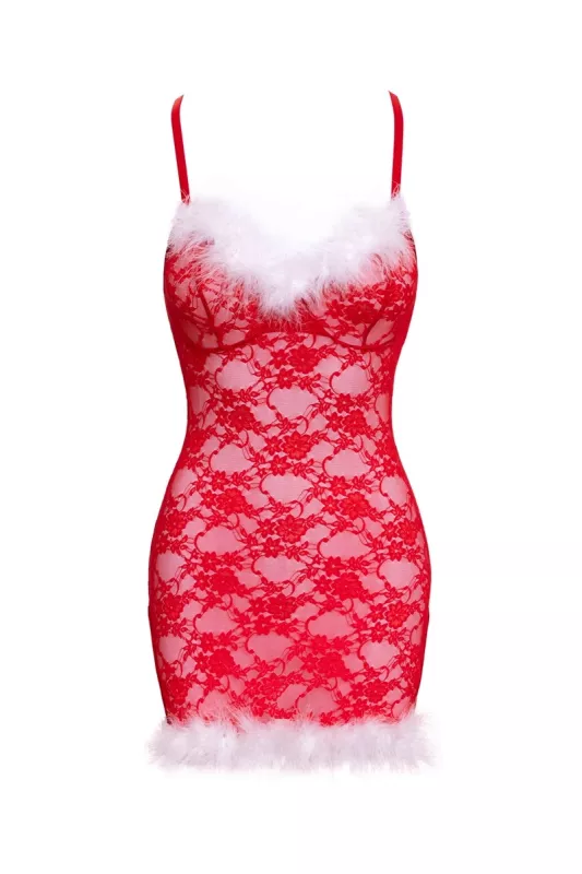 Rotes Negligé Cottelli LINGERIE auf weißem Hintergrund, Vorderansicht