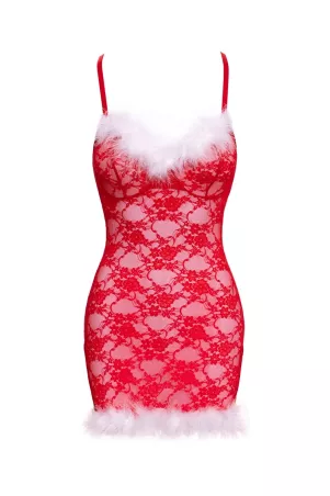 Baby-doll rosso Cottelli LINGERIE su sfondo bianco, vista frontale